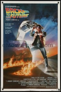 6f063 BACK TO THE FUTURE NSS style 1sh 1985 art of Michael J. Fox & Delorean by Drew Struzan!