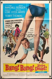 6f073 BANG BANG YOU'RE DEAD 1sh 1966 wacky art of Tony Randall crouching between sexy legs!