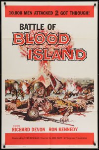 6f080 BATTLE OF BLOOD ISLAND 1sh 1960 Joel Rapp, Richard Devon, incredibly bloody war artwork!