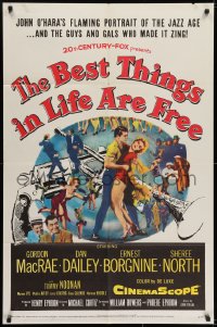 6f093 BEST THINGS IN LIFE ARE FREE 1sh 1956 Michael Curtiz, Gordon MacRae, art of gun & trumpet!