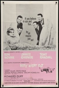 6f126 BOYS' NIGHT OUT 1sh 1962 James Garner, Tony Randall & sexy Kim Novak!