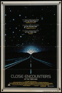 6f173 CLOSE ENCOUNTERS OF THE THIRD KIND 1sh 1977 Spielberg's sci-fi classic, silver border design