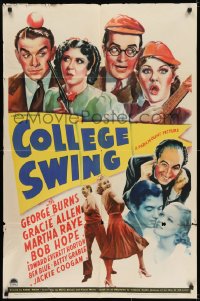 6f176 COLLEGE SWING style A 1sh 1938 George Burns & Gracie Allen, Martha Raye, Bob Hope
