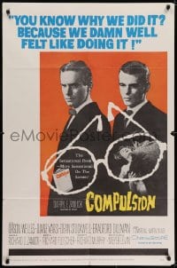 6f181 COMPULSION 1sh 1959 crazy Dean Stockwell & Bradford Dillman try to commit the perfect murder!