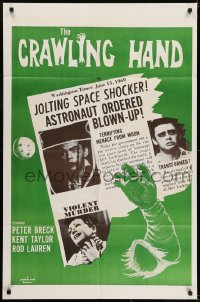 6f193 CRAWLING HAND military 1sh 1963 wacky horror sci-fi, art of disembodied hand!