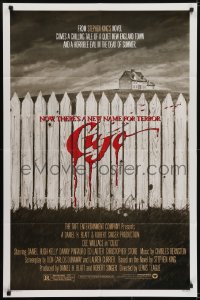 6f202 CUJO 1sh 1983 Stephen King, horrifying artwork of bloody fence & house by Robert Tanenbaum!