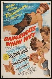 6f207 DANGEROUS WHEN WET 1sh 1953 artwork of sexiest swimmer Esther Williams + cast montage!