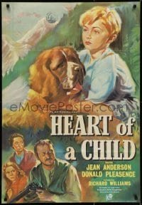 6f373 HEART OF A CHILD English 1sh 1958 great artwork of boy and his St. Bernard dog!