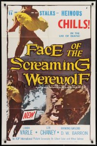 6f265 FACE OF THE SCREAMING WEREWOLF 1sh 1964 Lon Chaney Jr. stalks in the lab of death!