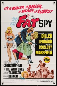 6f276 FAT SPY 1sh 1966 artwork of Phyllis Diller & super sexy Jayne Mansfield!
