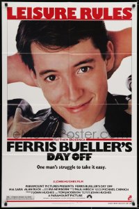 6f286 FERRIS BUELLER'S DAY OFF 1sh 1986 c/u of Matthew Broderick in John Hughes teen classic!