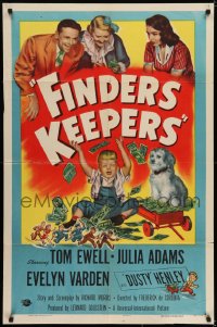 6f289 FINDERS KEEPERS 1sh 1952 Tom Ewell, Julia Adams, Evelyn Varden, wacky art of rich boy
