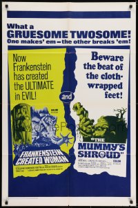 6f312 FRANKENSTEIN CREATED WOMAN/MUMMY'S SHROUD 1sh 1967 Hammer horror double bill!