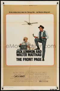 6f316 FRONT PAGE 1sh 1975 Lettick art of Jack Lemmon & Walter Matthau, directed by Billy Wilder!