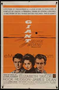 6f323 GIANT 1sh R1963 James Dean, Elizabeth Taylor, Rock Hudson, directed by George Stevens!