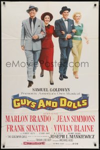6f353 GUYS & DOLLS 1sh 1955 Marlon Brando, Jean Simmons, Frank Sinatra & Blaine arm-in-arm!