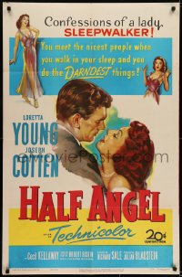 6f355 HALF ANGEL 1sh 1951 Loretta Young, Joseph Cotten, confessions of a lady sleepwalker!