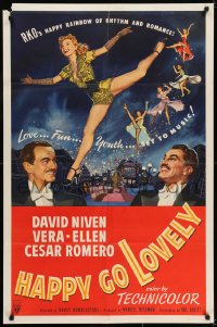 6f362 HAPPY GO LOVELY 1sh 1951 art of David Niven, Vera-Ellen & Cesar Romero, rhythm & romance!