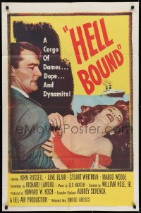 6f375 HELL BOUND 1sh 1957 the raw story behind the international Hot-Cargo Runners!