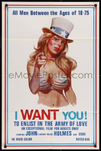 6f422 I WANT YOU 23x35 1sh 1970 John Holmes, Uschi Digard, sexy Uncle Sam Flagg parody artwork!