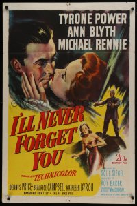 6f425 I'LL NEVER FORGET YOU 1sh 1951 Tyrone Power travels back in time to meet Ann Blyth!