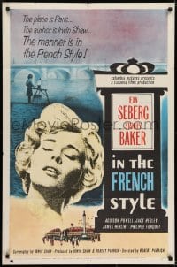 6f426 IN THE FRENCH STYLE 1sh 1963 art of sexy Jean Seberg in Paris, written by Irwin Shaw!