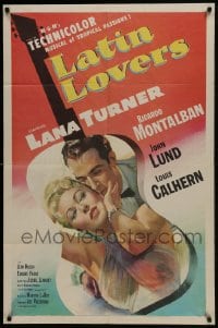6f477 LATIN LOVERS 1sh 1953 best artwork of sexy Lana Turner & Ricardo Montalban in guitar!