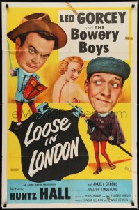 6f508 LOOSE IN LONDON 1sh 1953 wacky image of Bowery Boys Leo Gorcey & Huntz Hall!