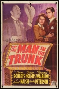 6f539 MAN IN THE TRUNK 1sh 1942 ghost Walburn helps Holmes & Roberts find his murderer!