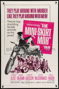 6f561 MINI-SKIRT MOB 1sh 1968 AIP bikers, sexy hog straddling female animal on the prowl!