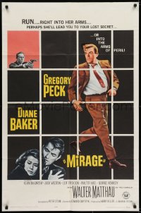 6f563 MIRAGE 1sh 1965 Gregory Peck, Diane Baker, linked by a secret neither one knows!