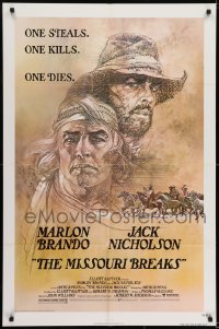 6f567 MISSOURI BREAKS 1sh 1976 art of Marlon Brando & Jack Nicholson by Bob Peak!