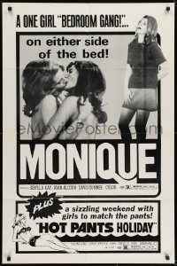 6f575 MONIQUE/HOT PANTS HOLIDAY 1sh 1970s sexy lesbian sexploitation double-bill!