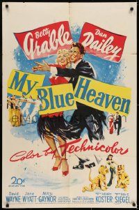 6f590 MY BLUE HEAVEN 1sh 1950 great art of sexy dancer Betty Grable & Dan Dailey too!