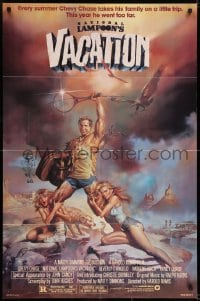 6f604 NATIONAL LAMPOON'S VACATION 1sh 1983 art of Chevy Chase, Brinkley & D'Angelo by Vallejo!