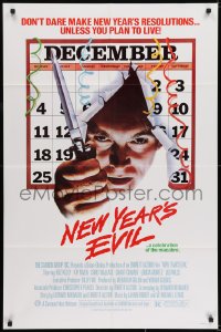 6f615 NEW YEAR'S EVIL 1sh 1980 killer busting through calendar, a celebration of the macabre!