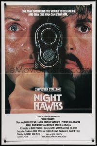 6f629 NIGHTHAWKS int'l white style 1sh 1981 Sylvester Stallone, Billy Dee Williams, Rutger Hauer