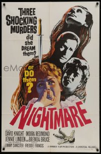 6f631 NIGHTMARE 1sh 1964 David Knight & Moira Redmond in English Hammer horror!