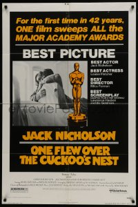 6f646 ONE FLEW OVER THE CUCKOO'S NEST awards 1sh 1975 Nicholson & Sampson, Forman, Best Picture!