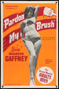 6f660 PARDON MY BRUSH 1sh 1964 sexy Maureen Gaffney, barest nudie of them all, cool dayglo design!
