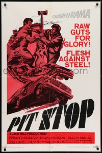 6f670 PIT STOP 1sh 1969 cool race cars, raw guts for glory, in Crash-O-Rama, flesh against steel!
