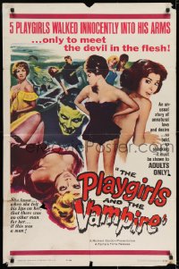 6f674 PLAYGIRLS & THE VAMPIRE 1sh 1963 they walked innocently into his arms only to meet the devil!