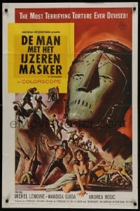 6f686 PRISONER OF THE IRON MASK 1sh 1962 cool art of the most terrifying torture ever devised!