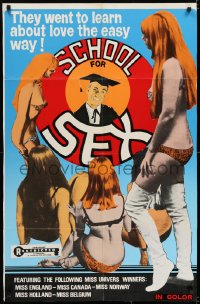 6f745 SCHOOL FOR SEX 1sh 1968 Derek Aylward, Rose Alba, full-length image of sexy redheads!