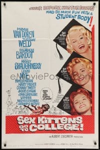 6f758 SEX KITTENS GO TO COLLEGE 1sh 1960 art of Van Doren, Tuesday Weld & Bardot's sister!