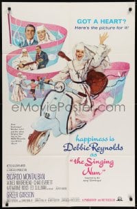 6f778 SINGING NUN 1sh 1966 great artwork of Debbie Reynolds with guitar riding Vespa!