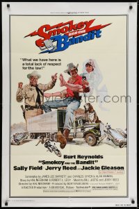6f792 SMOKEY & THE BANDIT 1sh 1977 art of Burt Reynolds, Sally Field & Jackie Gleason by Solie!