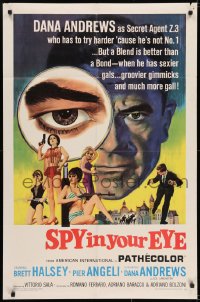 6f807 SPY IN YOUR EYE 1sh 1966 Dana Andrews has sexier gals and groovier gimmicks, cool art!
