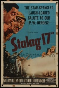 6f812 STALAG 17 1sh 1953 William Holden, Robert Strauss, Billy Wilder directed WWII POW classic!