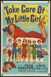6f861 TAKE CARE OF MY LITTLE GIRL 1sh 1951 full-length artwork of sexy Jeanne Crain in college!